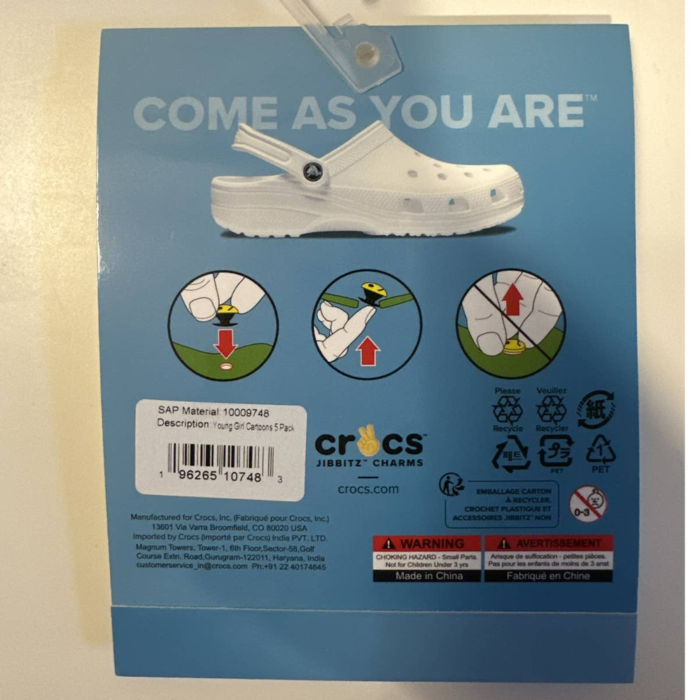 Crocs Uniquely You Kids Young Girl Cartoon Jibbitz Shoe Charms, 5-Pack - Picture 6 of 6